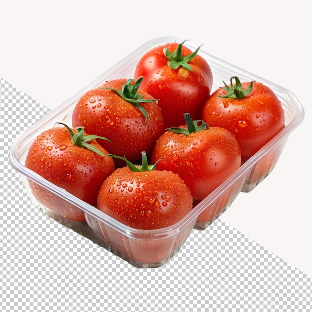 Pomidor W Plastikowej Tacce Na Przezroczystym Tle