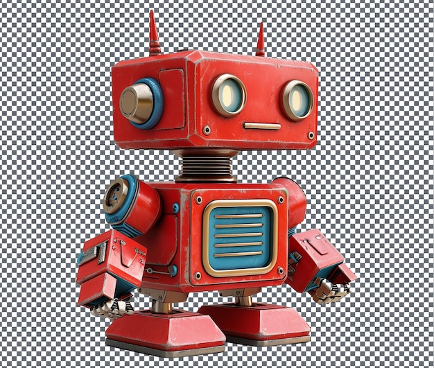 Pomocny zabawkowy robot izolowany na przezroczystym tle