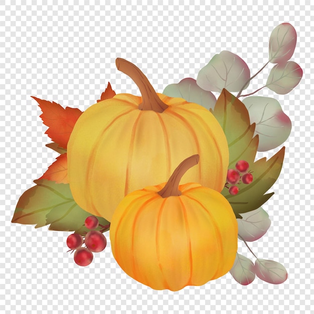Pompoen Aquarel Herfst Herfst Rustiek Clipart-element