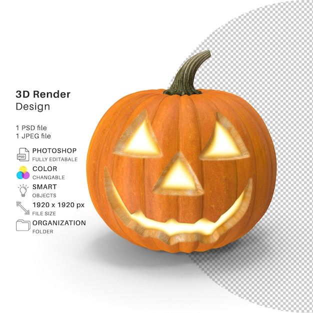 Pompoen halloween 3d-modellering psd-bestand realistische pompoen halloween