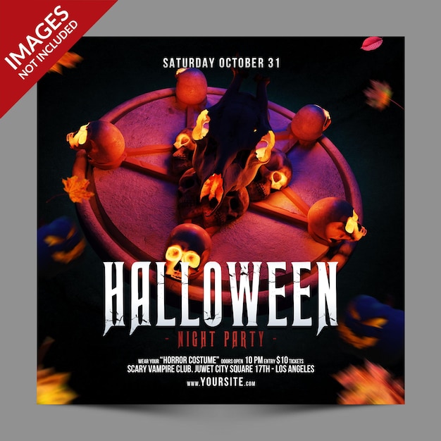 Pompoenen halloween night party promotie voor social media post premium template