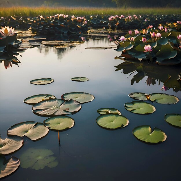 PSD pond of water lilies