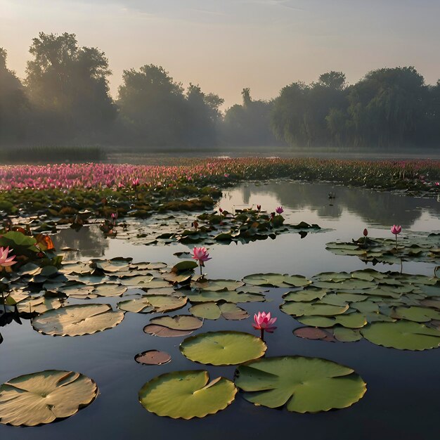 PSD pond of water lilies