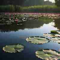 PSD pond of water lilies