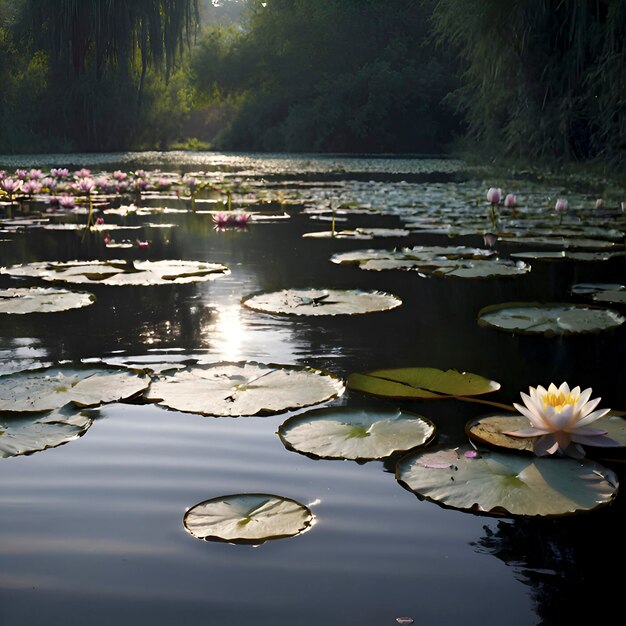 PSD pond of water lilies