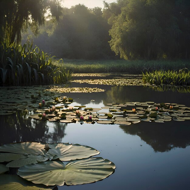 PSD pond of water lilies