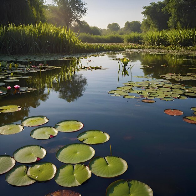 PSD pond of water lilies