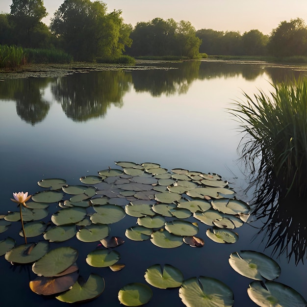 PSD pond of water lilies