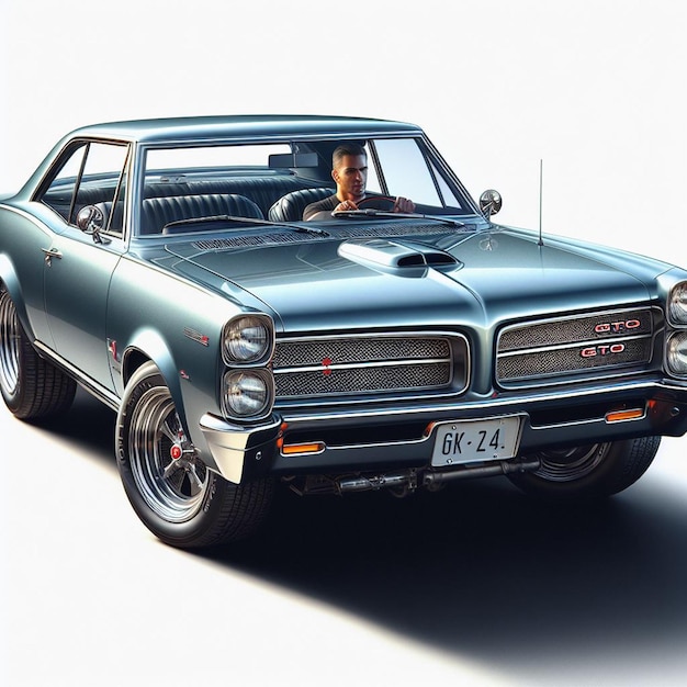 PSD pontiac gto v8 muscle car on transparent background