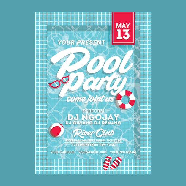 PSD pool party flyer