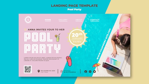 Pool party landing page template