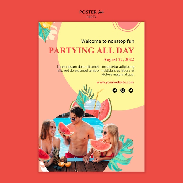 PSD poolparty 포스터 템플릿 디자인