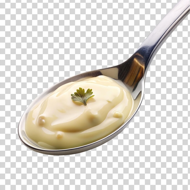 PSD poon on bechamel sauce isolated on transparent background