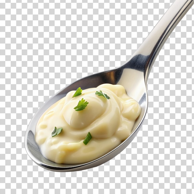 PSD poon on bechamel sauce isolated on transparent background