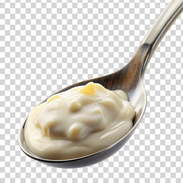 PSD poon on bechamel sauce isolated on transparent background