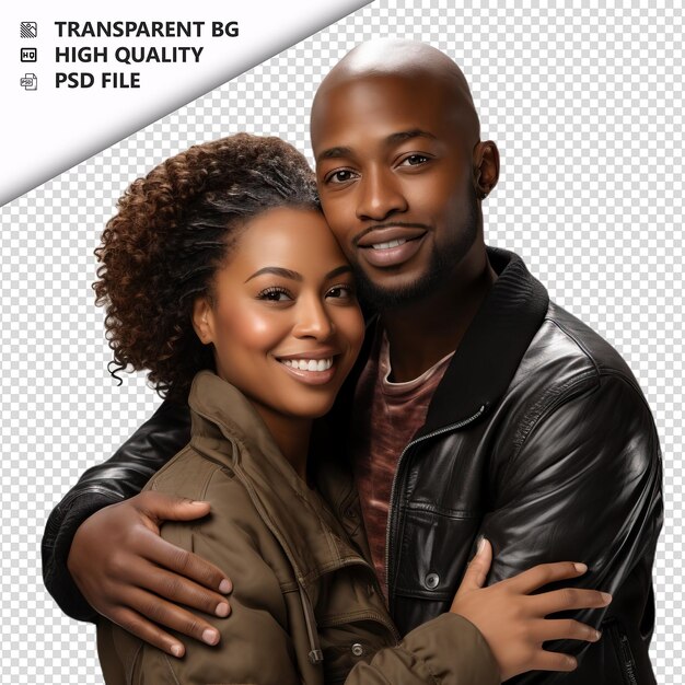 PSD poor black couple ultra realistic style white background