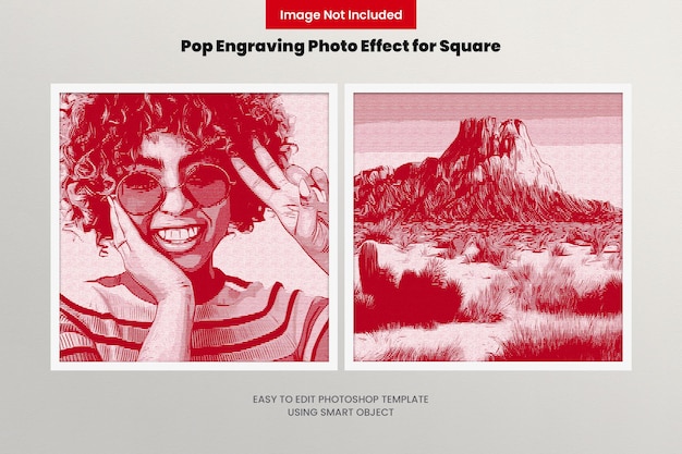 PSD square용 pop engraving 사진 효과