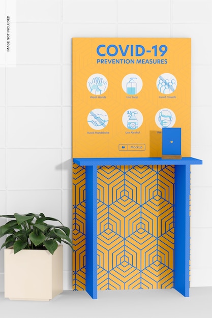 PSD pop-up counter with pot mockup