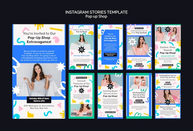 PSD storie di instagram del negozio pop-up