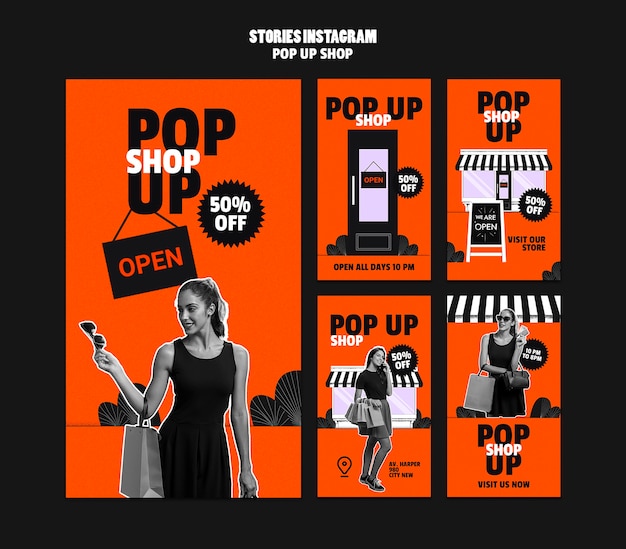 PSD design del modello di negozio pop-up