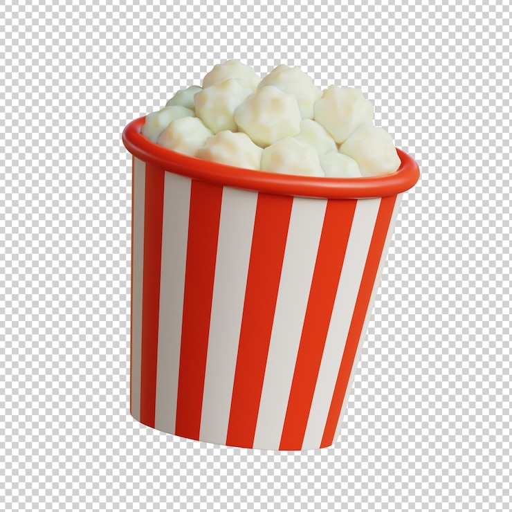 PSD ポップコーンの 3 d イラストレーション