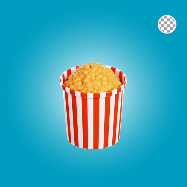 Illustrazione 3d di popcorn