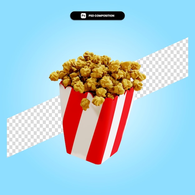 Popcorn 3d Ilustracja Renderowania Na Białym Tle