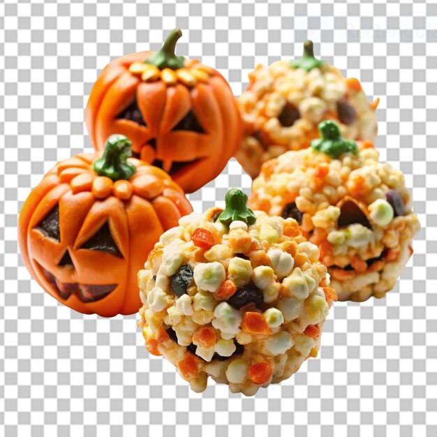 PSD popcorn balls halloween on transparent background