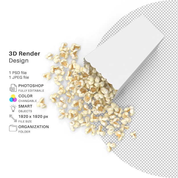 PSD ポップコーンビッグマグ 3d モデリング psd ファイルリアルなポップコーンモックアップ