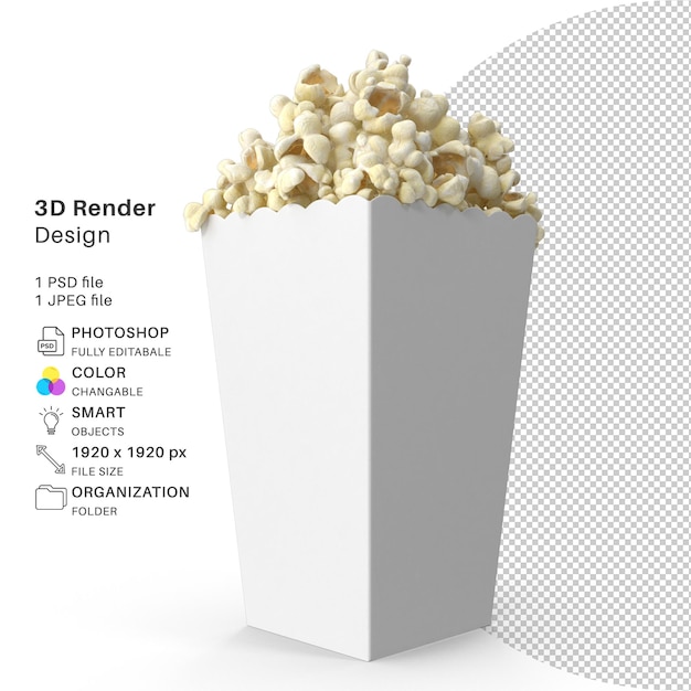 PopCorn Big Mug 3D 모델링 PSD 파일 현실적인 PopCorn 모형