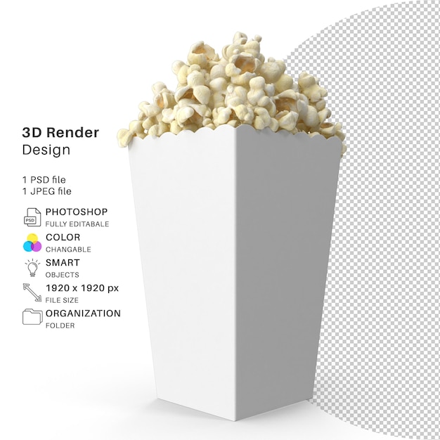 PSD popcorn big mug 3d modeling psd file realistic popcorn mockup