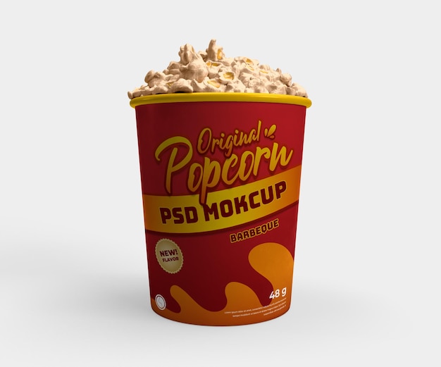 Popcorn bioscoop voedselcontainer mand realistische mockup vooraanzicht