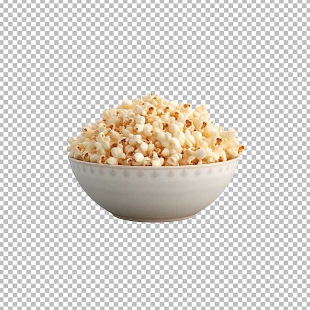 Popcorn in bowl isolated on transparent background