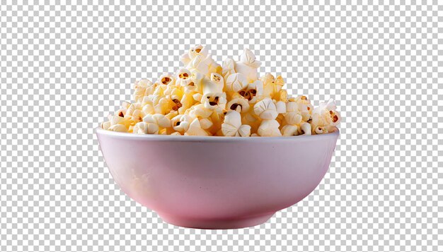 PSD popcorn in a bowl isolated on transparent background