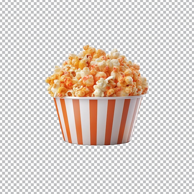 Popcorn in bucket isolated on transparent background