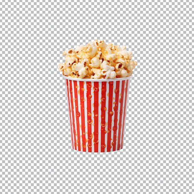 Popcorn in bucket isolated on transparent background