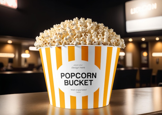 PSD popcorn bucket mockup psd template