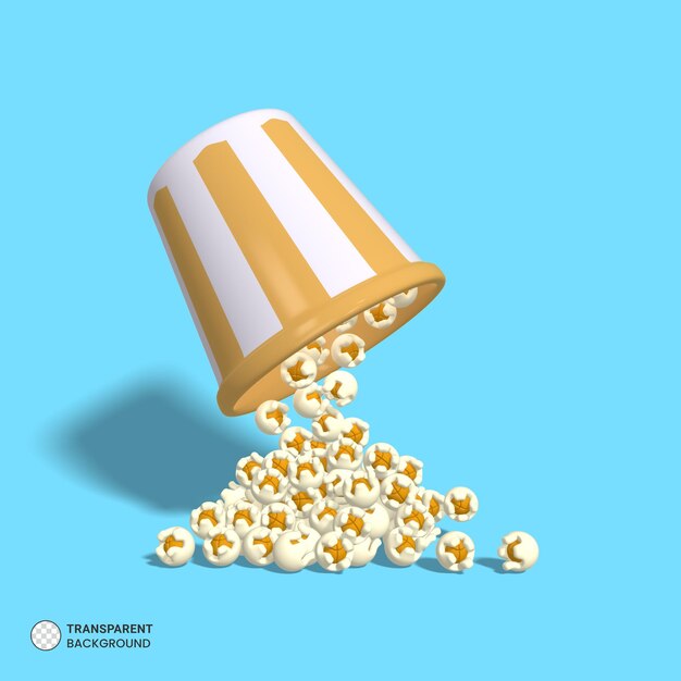 PSD popcorn emmer pictogram geïsoleerd 3d render illustratie