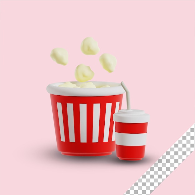 Popcorn eten 3D illustratie