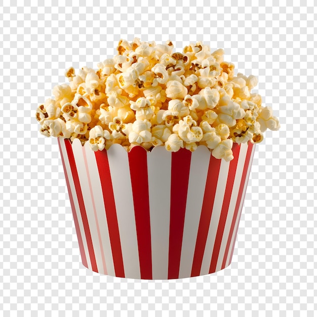 Popcorn in gestreepte papieren beker voedselfotografie