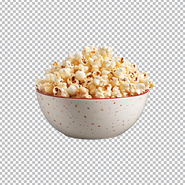 Popcorn in kom geïsoleerd op transparante achtergrond