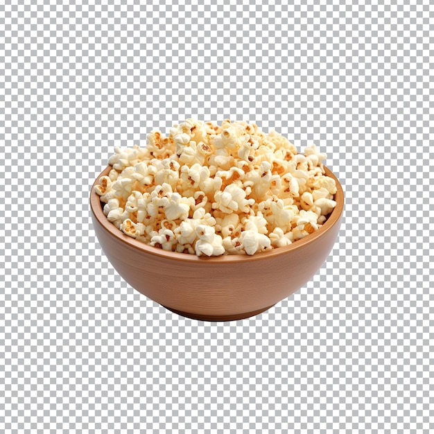 Popcorn in kom geïsoleerd op transparante achtergrond