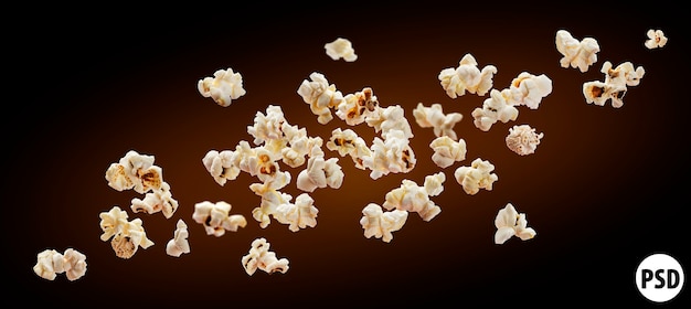 Popcorn isolated on black. 