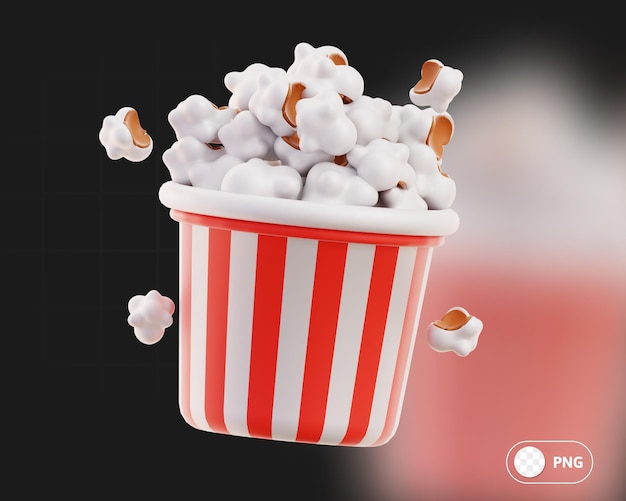 Popcorn movie production device and tools 3d illustration