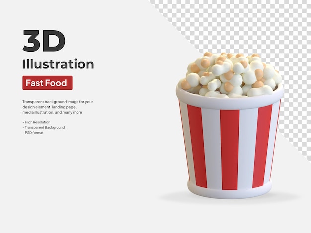 Popcorn pictogram 3d fastfood illustratie