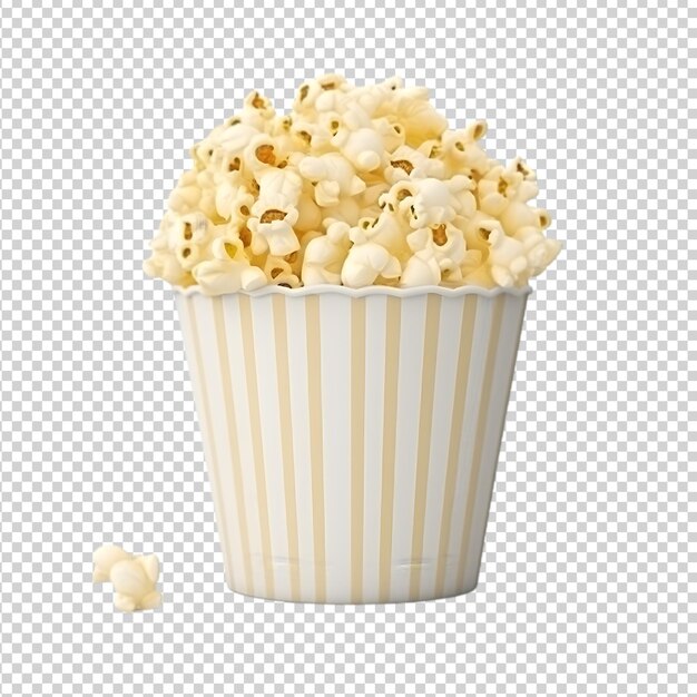 PSD popcorn in secchio di cartone a righe rosse e bianche isolato sullo sfondo png
