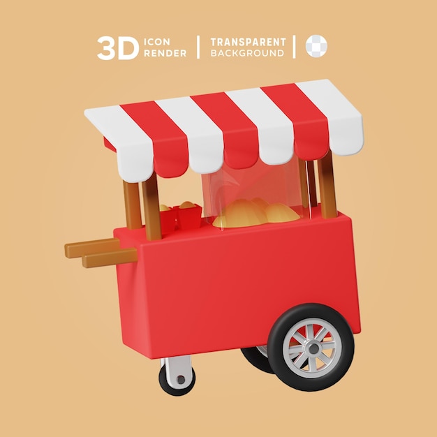 PSD popcorn stall 3d-illustratieweergave