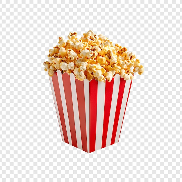 Popcorn w czerwono-białym paskowym pojemniku nakręcony w studiu