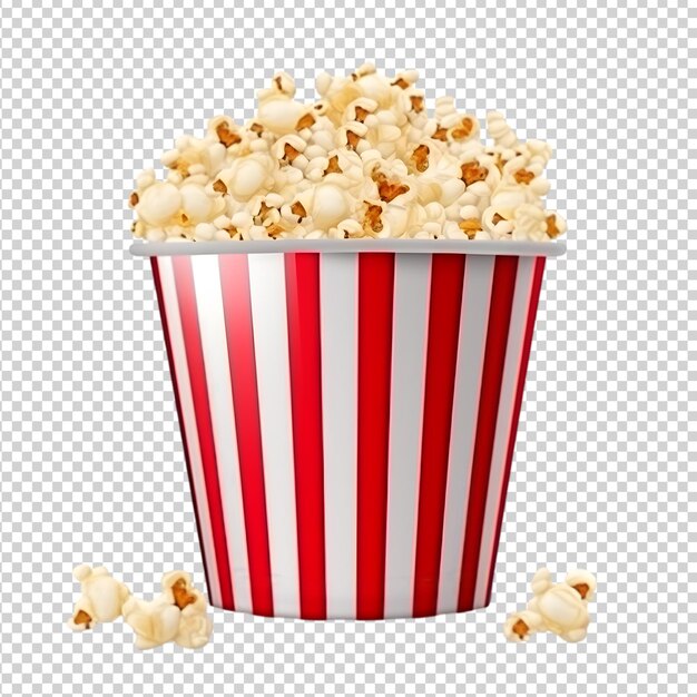 Popcorn W Czerwonym I Białym Paskowym Wiadrze Z Kartonu Izolowanym Na Tle Png