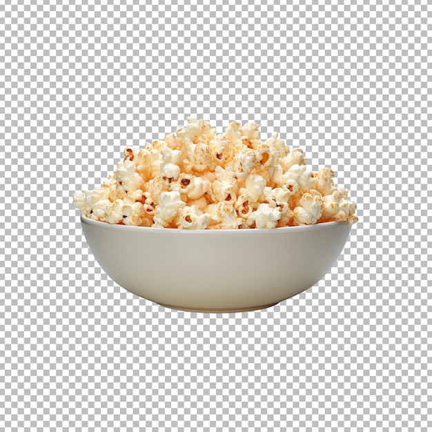 Popcorn w misce na przezroczystym tle